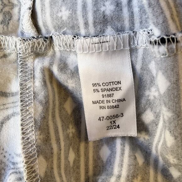 Ellos Women Midi Dress 1X (22/24) Black Floral A-Line 3/4 Sleeve V-neck Stretch - Picture 3 of 11